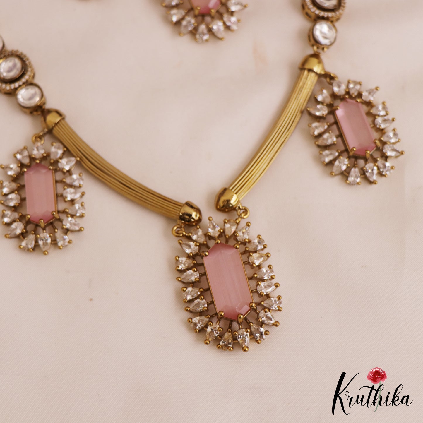 Gorgeous AD Geometric Motifs Victorian Necklace NC2754 (Available In 3 Colors)