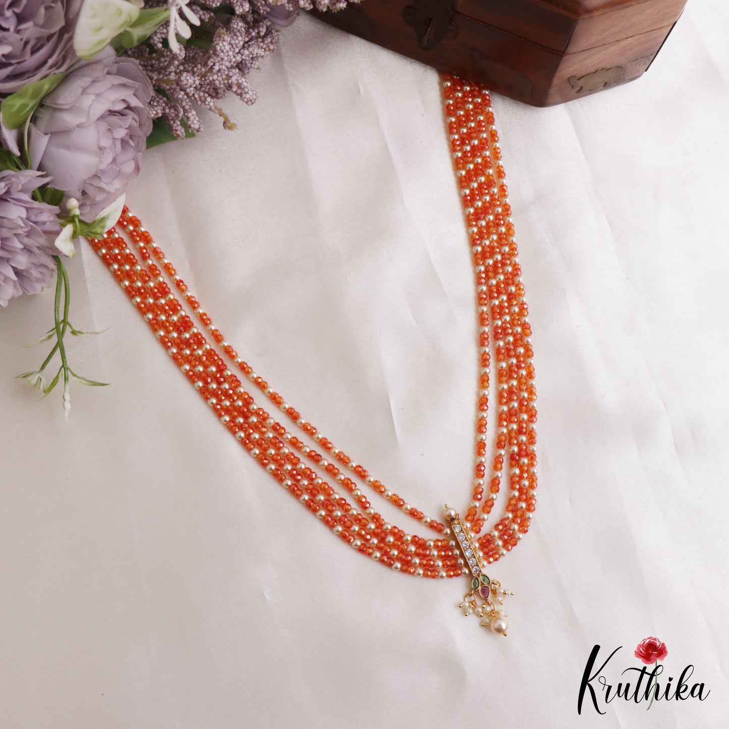 Beautiful Teardrop Motifs Multi Layer Pearl Bead Haaram LH2132 (Available In 9 Colors)