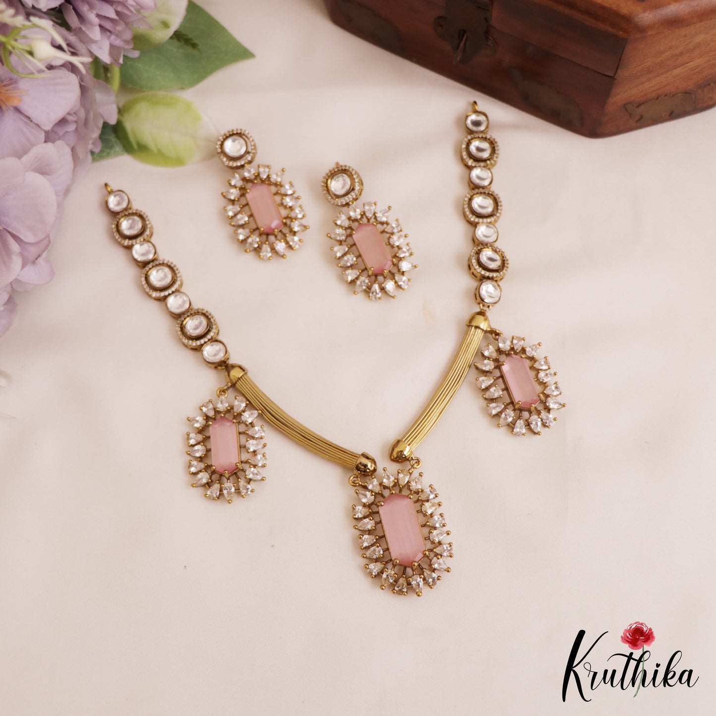 Gorgeous AD Geometric Motifs Victorian Necklace NC2754 (Available In 3 Colors)