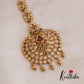 Elegant Leaf Floral Motifs Kemp Maang Tikka With Golden Bead Drops MT335