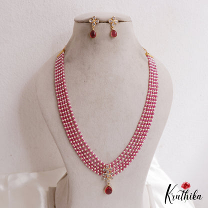 Trendy Floral Motifs Multi Layer Pearl Bead Haaram LH2161 (Available In 2 Colors)