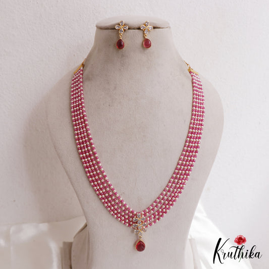 Trendy Floral Motifs Multi Layer Pearl Bead Haaram LH2161 (Available In 2 Colors)