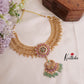 Classic Two layer No-Idol Jadau Floral Necklace with Pastel Green Drops NC2037