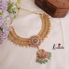 Classic Two layer No-Idol Jadau Floral Necklace with Pastel Green Drops NC2017