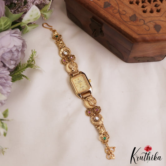 Beautiful Antique Floral Elephant Motifs Bracelet Watch B488