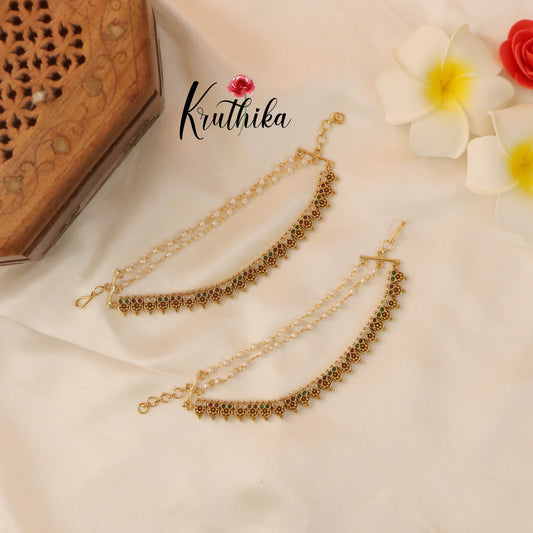 Premium Multi Stone Flower Ear Chains EC48