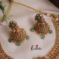 Classic Two layer No-Idol Jadau Floral Necklace with Pastel Green Drops NC2037