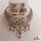 Stunning Peacock Teardrop Motifs AD Victorian Choker With Rice Pearl Bead Drops NC3032