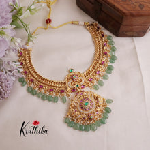 Grand Jadau peacock Jalebi style Necklace with Mint Beads NC2044