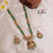 Premium green beads Lakshmi Peacock Haaram LH1843