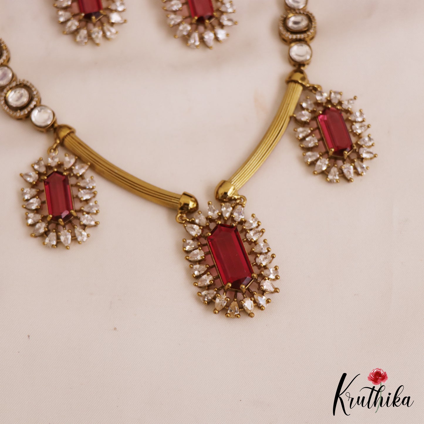 Gorgeous AD Geometric Motifs Victorian Necklace NC2754 (Available In 3 Colors)