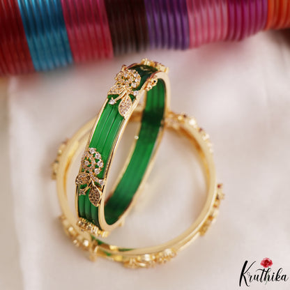 Trendy Openable CZ Frame Bangle With 12 in 1 Interchangeable Color Bangles B572