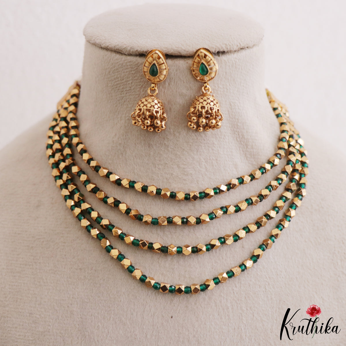 Layered golden beads necklace NC3300