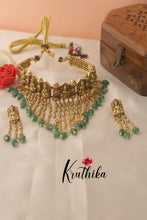 Elegant Lakshmi Chocker with Green Beads NC1307