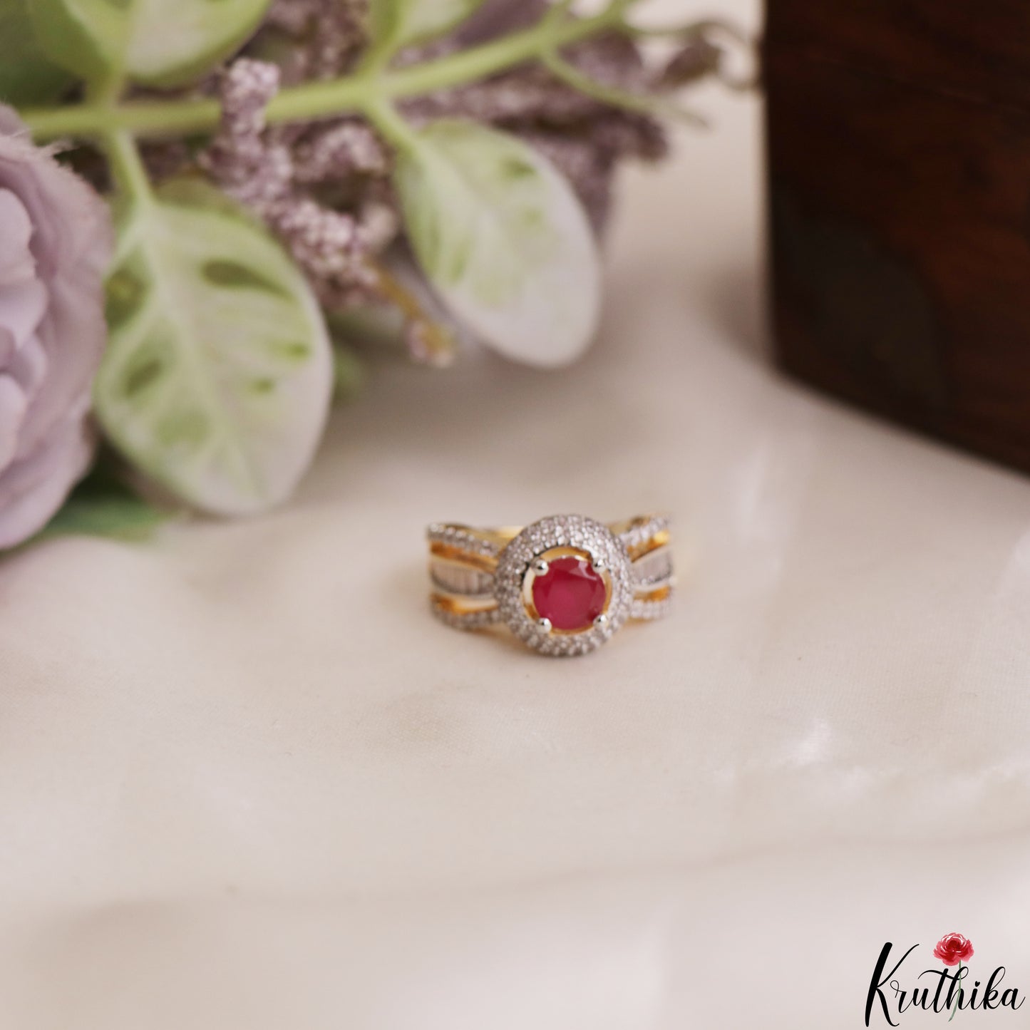 Classic Adjustable Gold-Tone CZ Finger Ring R63 (Available in 2 Colours)