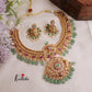 Grand Jadau peacock Jalebi style Necklace with Mint Beads NC2044