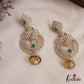 Stunning Peacock Motifs AD Victorian Chandbali Jhumka Earrings With Pearl Drop E1132 (Available In 3 Colors)