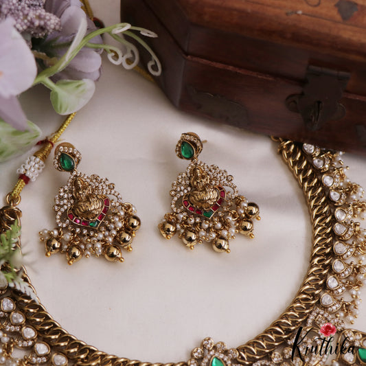 Royal moissanite Kundan Jadau Lakshmi Jalebi Pattern Necklace NC2664