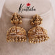 Grand Temple Lakshmi Jhumkas with Golden Beads E507