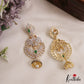 Stunning Peacock Motifs AD Victorian Chandbali Jhumka Earrings With Pearl Drop E1132 (Available In 3 Colors)