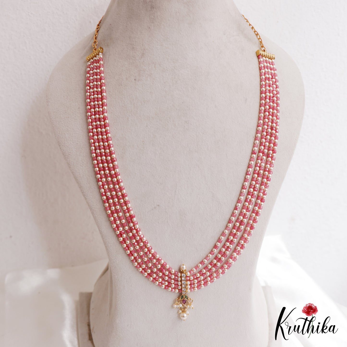 Beautiful Teardrop Motifs Multi Layer Pearl Bead Haaram LH2132 (Available In 9 Colors)