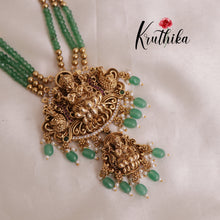 Premium green beads Lakshmi Peacock Haaram LH1845