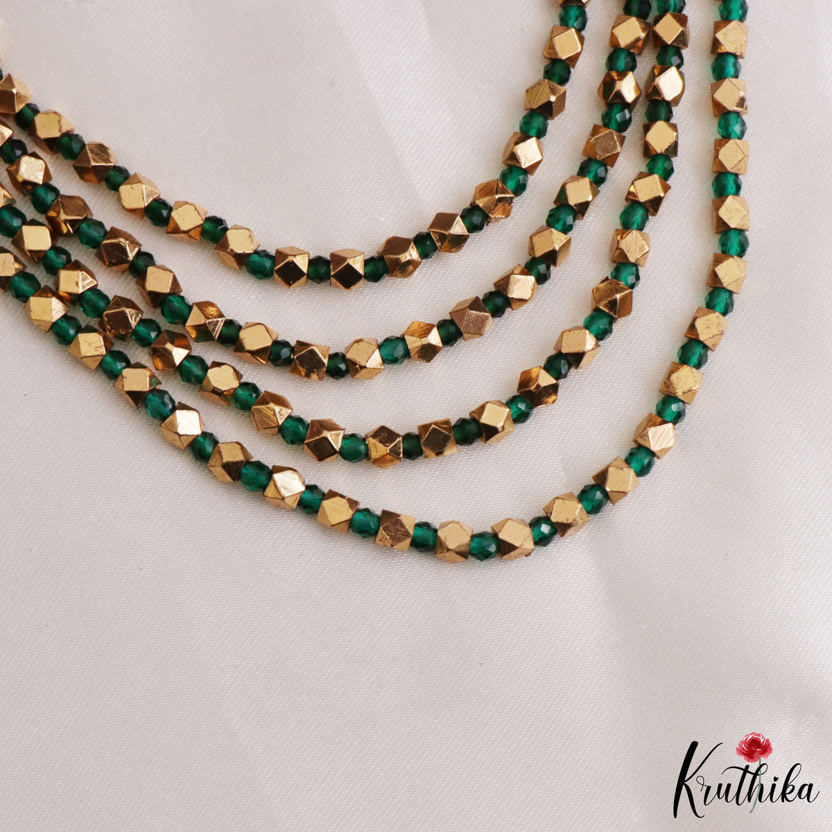 Layered golden beads necklace NC3300
