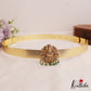Beautiful Antique Lakshmi Motifs AD Hip Belt With Green Bead Drops V340