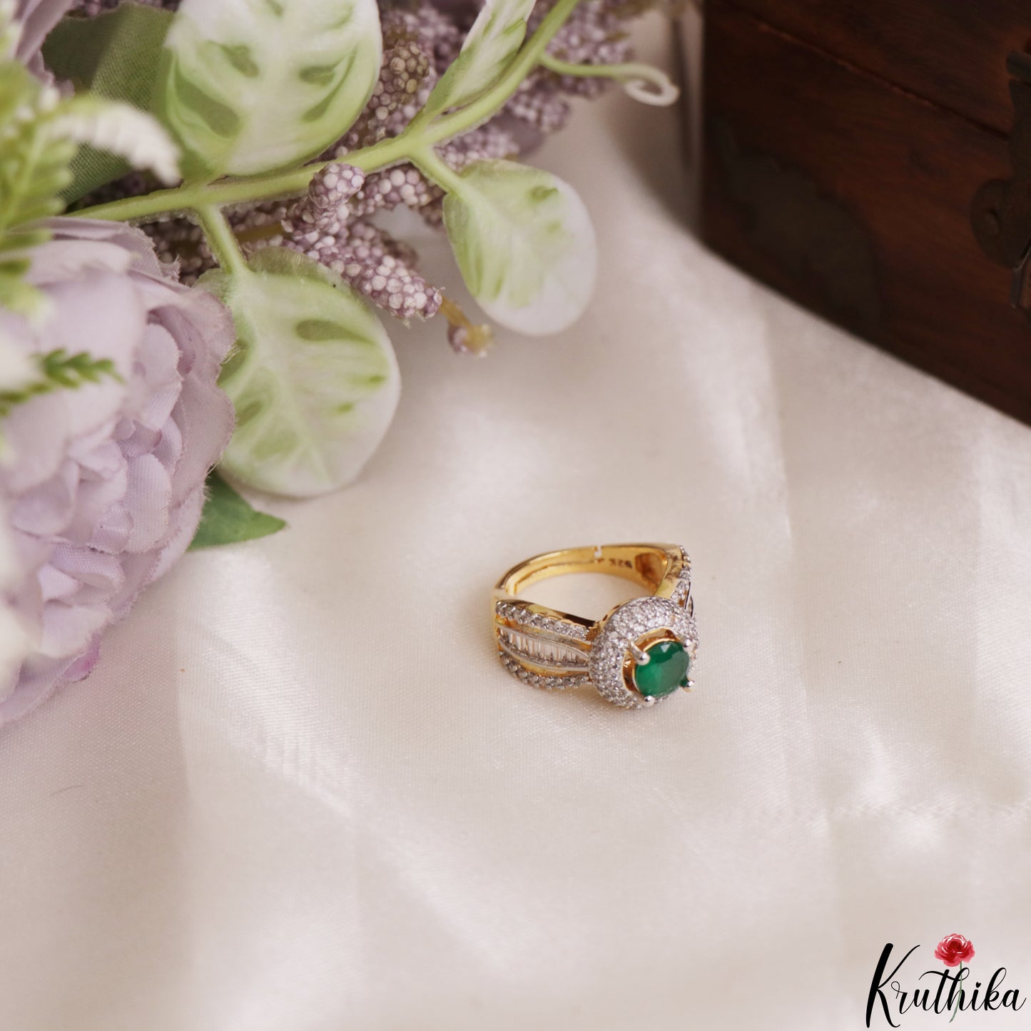 Classic Adjustable Gold-Tone CZ Finger Ring R63 (Available in 2 Colours)