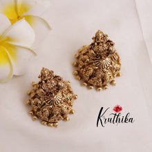 Grand Temple Lakshmi Jhumkas with Golden Beads E507