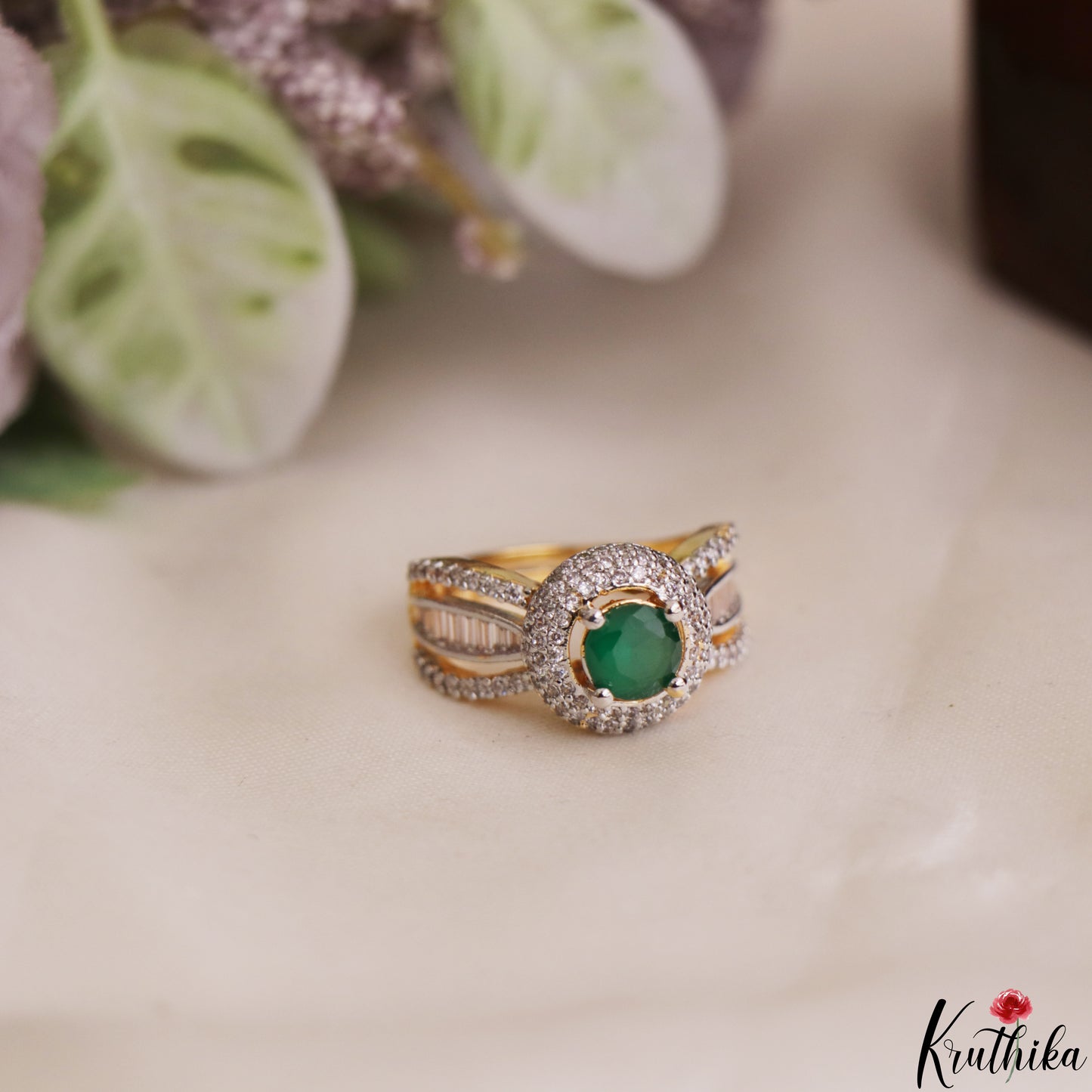 Classic Adjustable Gold-Tone CZ Finger Ring R63 (Available in 2 Colours)