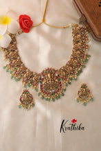 Elegant Lakshmi Kempu Necklace with Green Beads NC1308