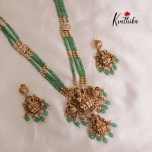 Premium green beads Lakshmi Peacock Haaram LH1845