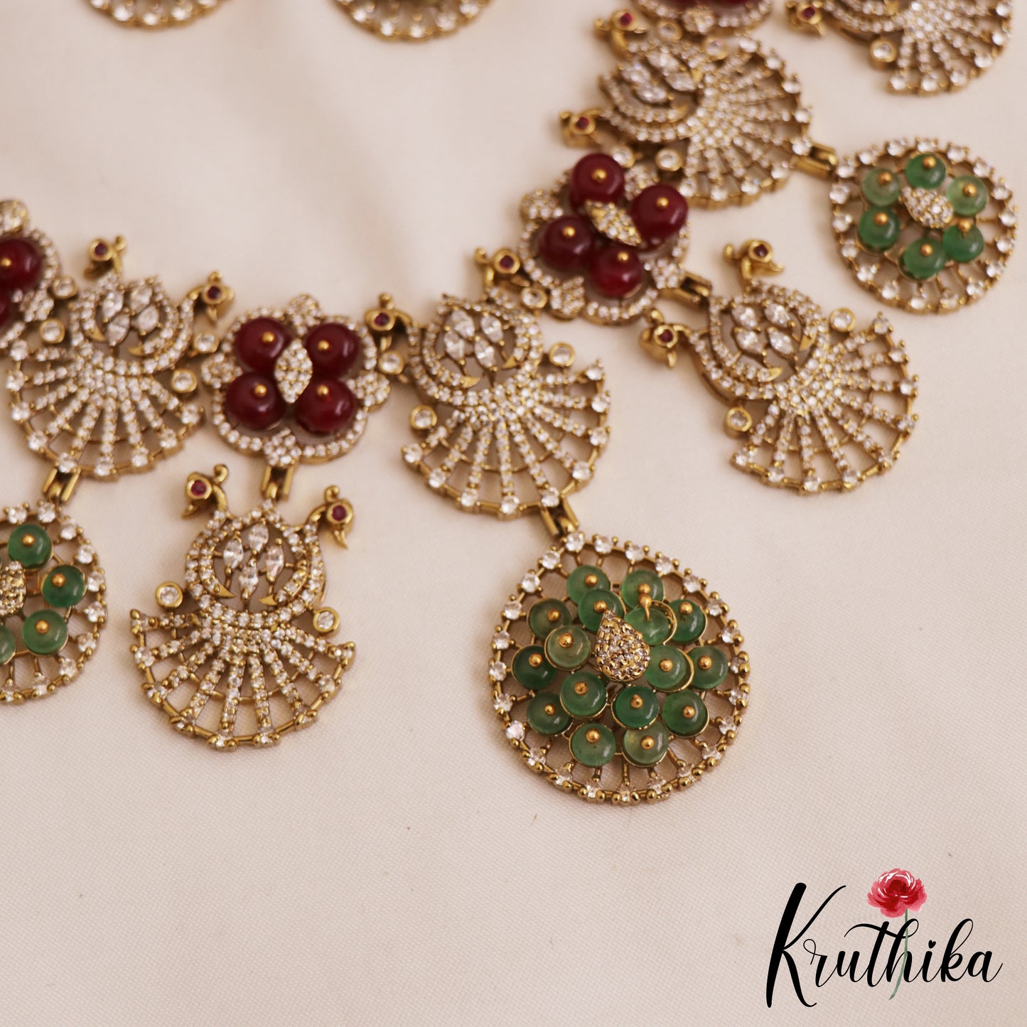 Premium Floral Peacock Motifs AD Necklace NC2835