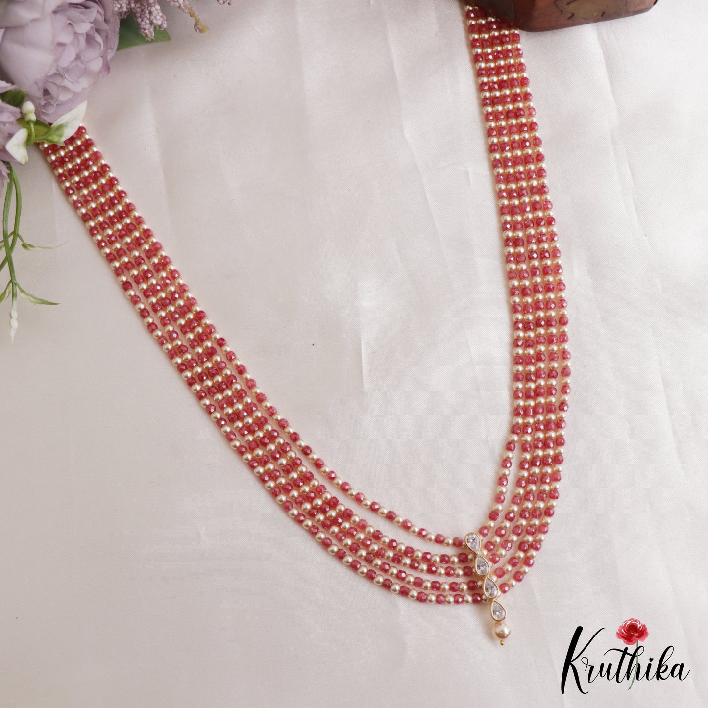 Classic Teardrop Motifs Multi Layer Pearl Bead Haaram LH2133 (Available In 3 Colors)