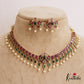 Beautiful Square Leaf Motifs Jadau Necklace With Pearl Drops NC2750 (Available In 2 Colors)