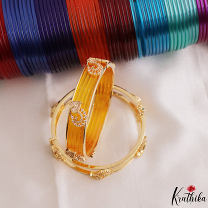 Pretty Openable CZ Frame Bangle With 12 in 1 Interchangeable Color Bangles B573