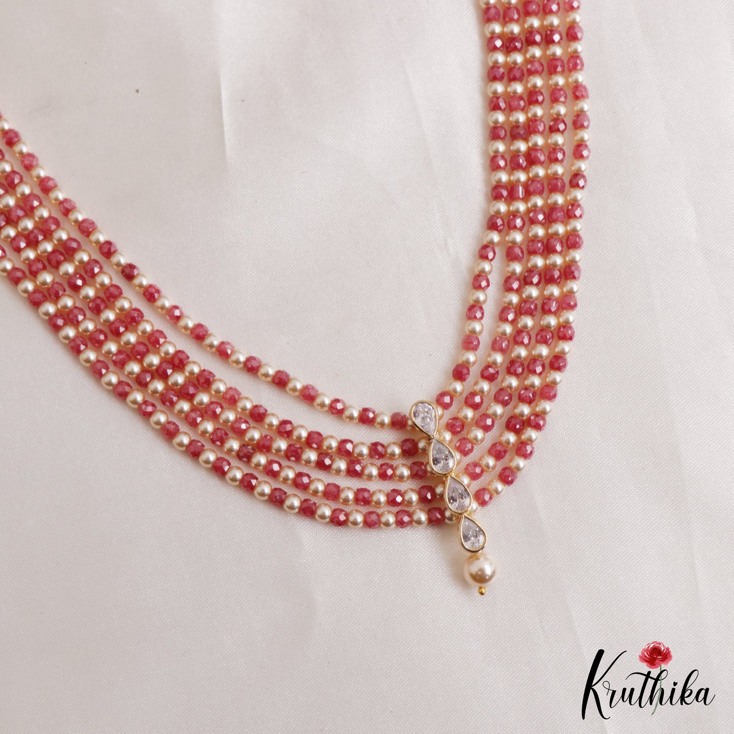 Classic Teardrop Motifs Multi Layer Pearl Bead Haaram LH2133 (Available In 3 Colors)