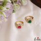 Trendy Floral Adjustable Gold-Tone CZ Finger Ring R62 (Available in 2 Colours)