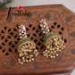 Beautiful CZ Sparkling Floral Pearl Jhumka Earrings E707 (Available in 2 colours)