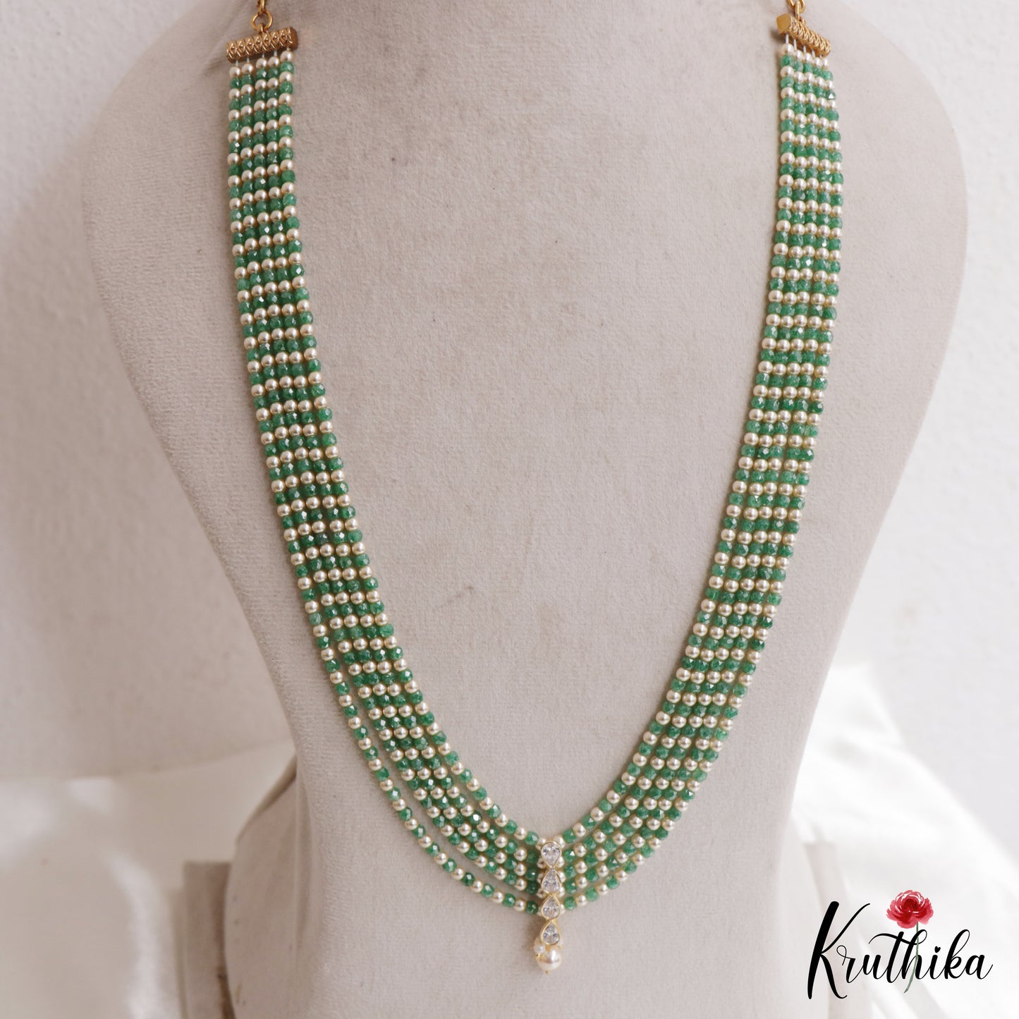 Classic Teardrop Motifs Multi Layer Pearl Bead Haaram LH2133 (Available In 3 Colors)