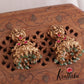 Royal Lakshmi Antique Jadau Jhumkas with Pastel Green Beads E487