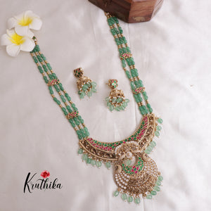 Royal Peacock Jadau with Mossanite stone Haaram - LH820