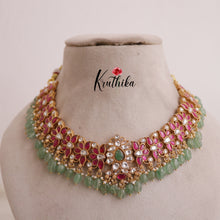 Royal Jadau Necklace with Pastel Green Beads NC1927