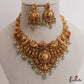 Gorgeous Antique Floral Peacock Motifs Necklace With Coral And Green Bead Drops NC3034