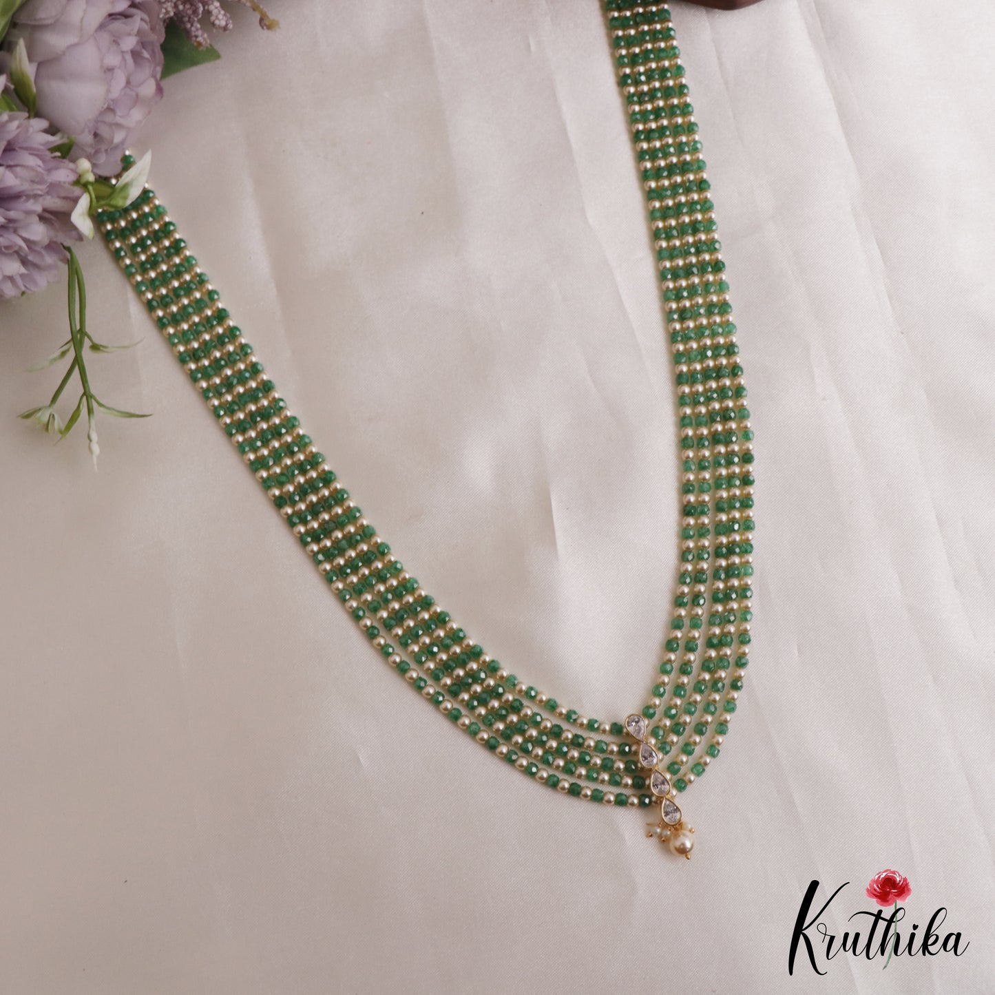 Classic Teardrop Motifs Multi Layer Pearl Bead Haaram LH2133 (Available In 3 Colors)