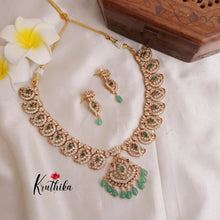 Premium AD Mango necklace with green Beads NC1920 [Available in 2 colours]