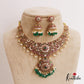 Premium Peacock Motifs Jadau Necklace With Green Bead Drops NC2749