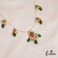 Simple Leaf Motifs Jadau Invisible Chain With Green Bead Drops NC2740