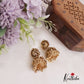 Beautiful Lakshmi Peacock Jhumkas with Golden Beads Drops E902
